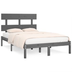 vidaXL Estructura de cama de madera maciza gris 120x200 cm