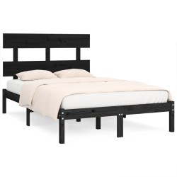 vidaXL Estructura de cama de madera maciza de pino negra 160x200 cm
