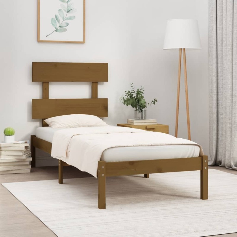 vidaXL Estructura de cama madera maciza marrón miel 100x200 cm vidaXL Estructura de cama madera maciza marrón miel 100x200 cm