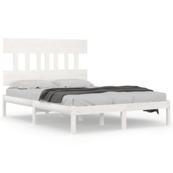 vidaXL Estructura cama doble pequeña madera maciza blanca 120x190 cm