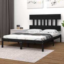vidaXL Estructura de cama de madera maciza negra 140x200 cm