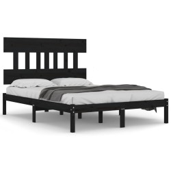 vidaXL Estructura de cama de madera maciza negra 140x200 cm