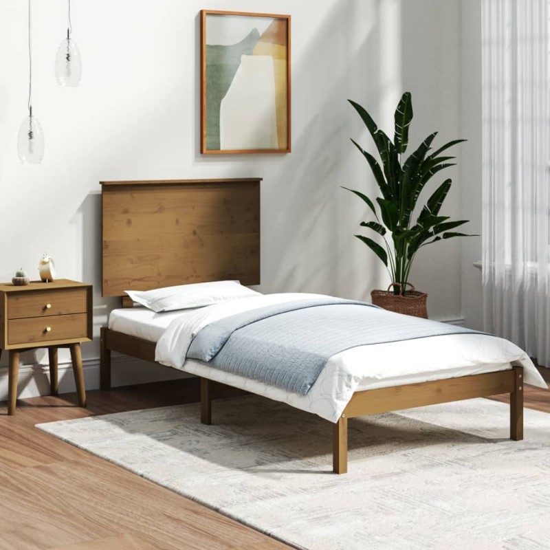 vidaXL Estructura de cama madera maciza pino marrón miel 100x200 cm vidaXL Estructura de cama madera maciza pino marrón miel 100x200 cm