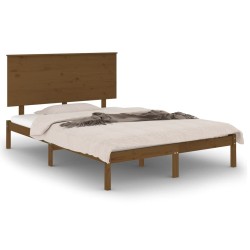 vidaXL Estructura de cama madera maciza de pino marrón miel 140x190 cm