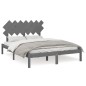 vidaXL Estructura de cama de madera maciza gris 140x190 cm vidaXL Estructura de cama de madera maciza gris 140x190 cm