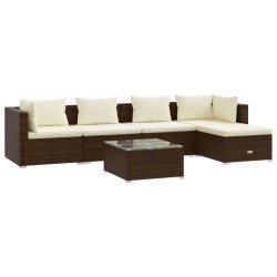 vidaXL Set muebles de jardín 6 piezas y cojines ratán sintético marrón