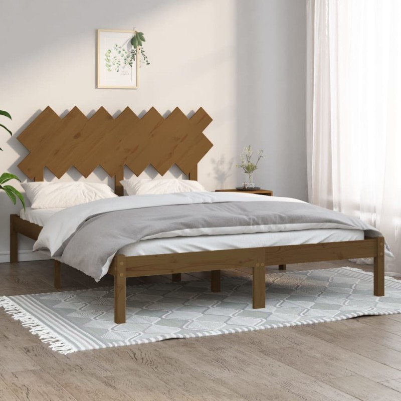 vidaXL Estructura de cama madera maciza marrón miel 140x200 cm vidaXL Estructura de cama madera maciza marrón miel 140x200 cm