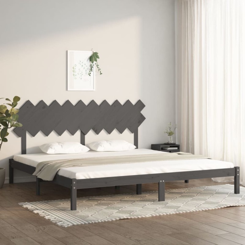 vidaXL Estructura de cama de madera maciza de pino gris 200x200 cm vidaXL Estructura de cama de madera maciza de pino gris 200x200 cm