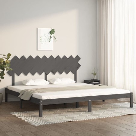 vidaXL Estructura de cama de madera maciza de pino gris 200x200 cm