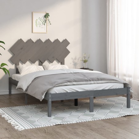 vidaXL Estructura de cama de madera maciza gris 120x200 cm