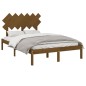 vidaXL Estructura de cama doble madera maciza marrón miel 135x190 cm vidaXL Estructura de cama doble madera maciza marrón miel 135x190 cm