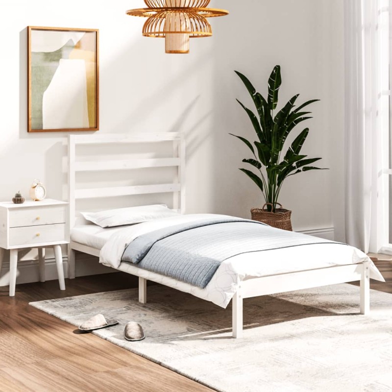 vidaXL Estructura de cama individual madera maciza blanco 90x190 cm vidaXL Estructura de cama individual madera maciza blanco 90x190 cm