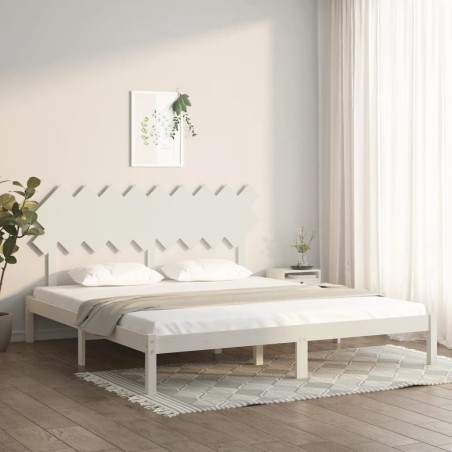 vidaXL Estructura de cama madera maciza blanca Super King 180x200 cm