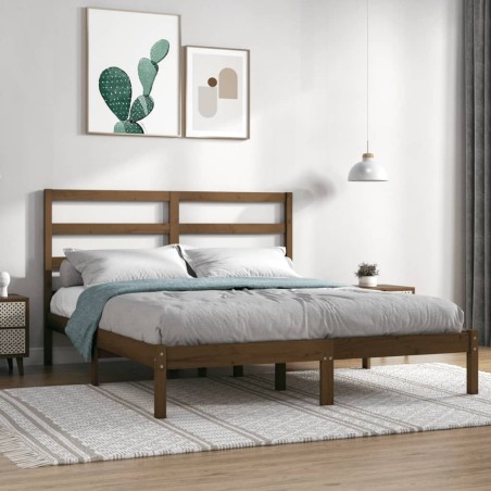 vidaXL Estructura de cama madera maciza de pino marrón miel 140x200 cm