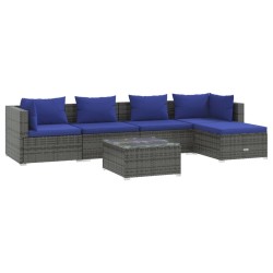 vidaXL Set de sofás de jardín 6 piezas y cojines ratán sintético gris