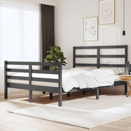 vidaXL Estructura de cama de madera maciza de pino gris 140x190 cm