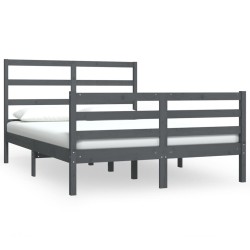 vidaXL Estructura de cama de madera maciza de pino gris 140x190 cm