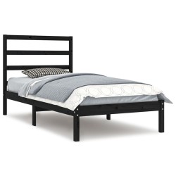 vidaXL Estructura de cama madera maciza de pino negra 90x200 cm