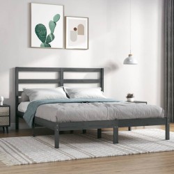 vidaXL Estructura de cama de madera maciza de pino gris 140x190 cm
