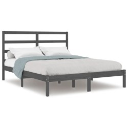 vidaXL Estructura de cama de madera maciza de pino gris 140x190 cm