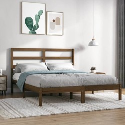 vidaXL Estructura de cama madera maciza king marrón miel 150x200 cm