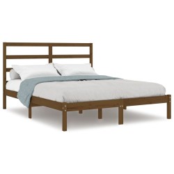 vidaXL Estructura de cama madera maciza king marrón miel 150x200 cm