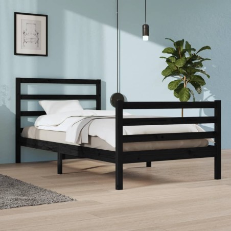 vidaXL Estructura de cama madera maciza de pino negra 100x200 cm