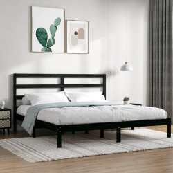 vidaXL Estructura de cama de madera maciza de pino negra 200x200 cm