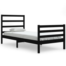 vidaXL Estructura de cama madera maciza de pino negra 90x200 cm