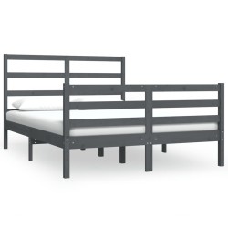 vidaXL Estructura de cama de matrimonio madera de pino gris 135x190 cm