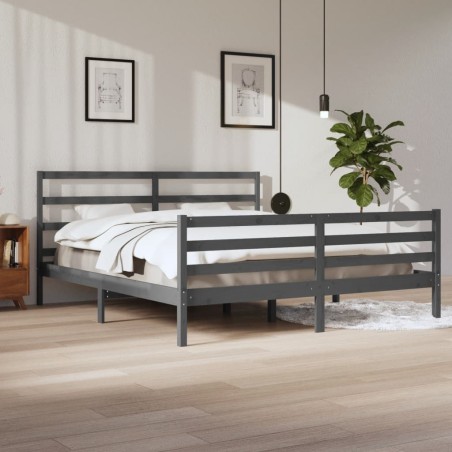 vidaXL Estructura de cama de madera maciza de pino gris 200x200 cm