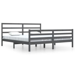 vidaXL Estructura de cama de madera maciza de pino gris 200x200 cm