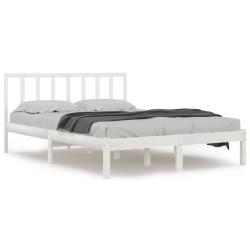 vidaXL Estructura cama madera maciza pino blanca King Size 150x200 cm