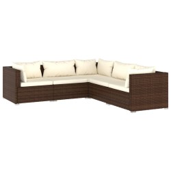 vidaXL Set muebles de jardín 5 piezas y cojines ratán sintético marrón