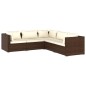 vidaXL Set muebles de jardín 5 piezas y cojines ratán sintético marrón vidaXL Set muebles de jardín 5 piezas y cojines ratán sintético marrón