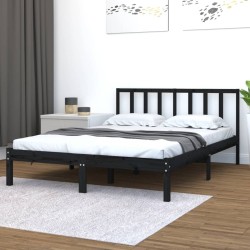 vidaXL Estructura de cama de madera maciza de pino negra 140x200 cm