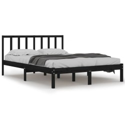 vidaXL Estructura de cama de madera maciza de pino negra 140x200 cm