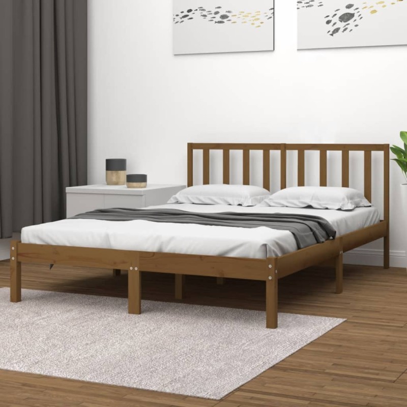 vidaXL Estructura de cama madera maciza de pino marrón miel 200x200 cm vidaXL Estructura de cama madera maciza de pino marrón miel 200x200 cm