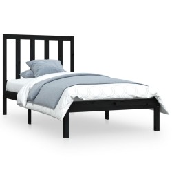 vidaXL Estructura cama madera maciza pino individual negra 75x190 cm