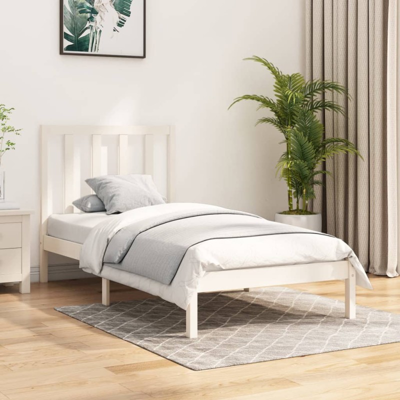 vidaXL Estructura de cama madera maciza de pino blanca 100x200 cm vidaXL Estructura de cama madera maciza de pino blanca 100x200 cm