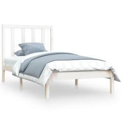 vidaXL Estructura de cama madera maciza individual blanco 90x190 cm