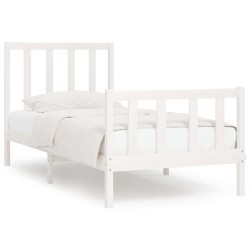 vidaXL Estructura de cama individual madera maciza blanca 90x190 cm