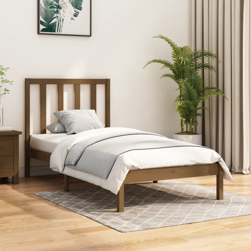 vidaXL Estructura de cama madera maciza pino marrón miel 100x200 cm vidaXL Estructura de cama madera maciza pino marrón miel 100x200 cm
