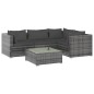 vidaXL Set de muebles de jardín 5 pzas y cojines ratán sintético gris vidaXL Set de muebles de jardín 5 pzas y cojines ratán sintético gris