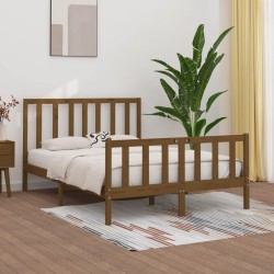 vidaXL Estructura de cama doble madera maciza marrón miel 120x190 cm