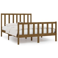 vidaXL Estructura de cama doble madera maciza marrón miel 120x190 cm