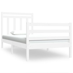 vidaXL Estructura de cama individual madera maciza blanca 90x190 cm