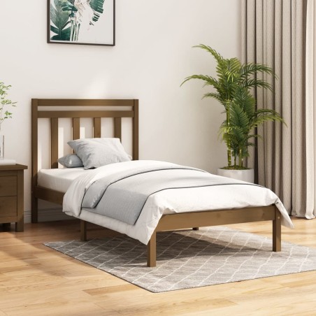 vidaXL Estructura de cama madera maciza marrón miel 100x200 cm