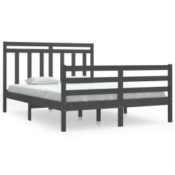 vidaXL Estructura de cama de madera maciza gris 140x200 cm