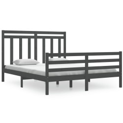vidaXL Estructura de cama de madera maciza de pino gris 160x200 cm